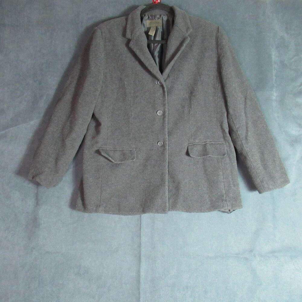 Vintage Uniform John Paul Richard Jacket Womens 16 Gray Wool Blazer Casual 90s